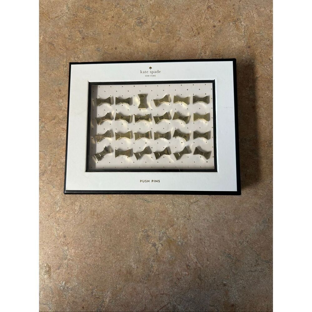 Kate Spade Bow Push Pins Gold 24 Count NEW Sealed Desk Accessories Box Set